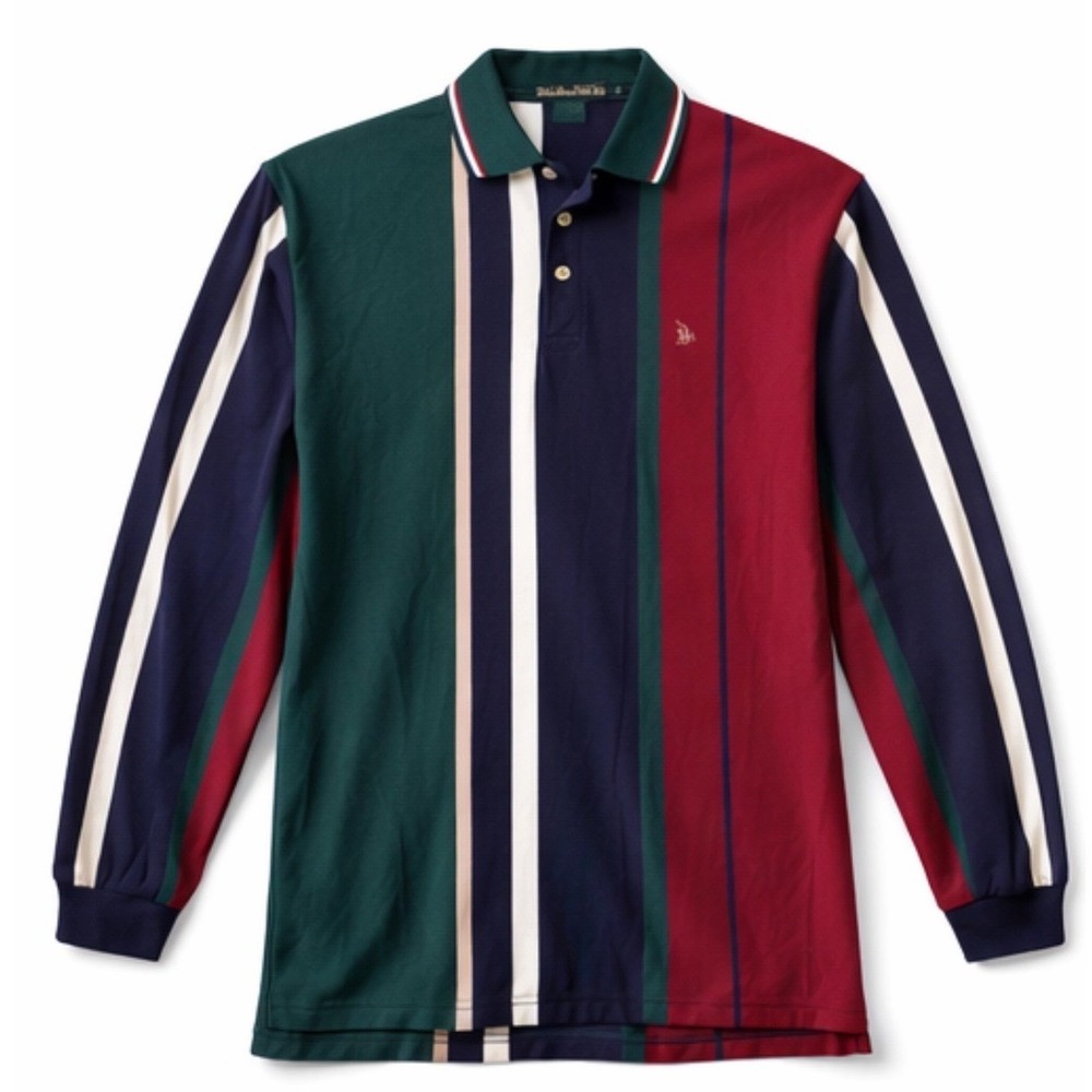 Vintage Rugby Polo Mens XLT Knights of Round Table Colorblock Stripe Long Sleeve